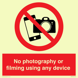 No photography or filming using any device